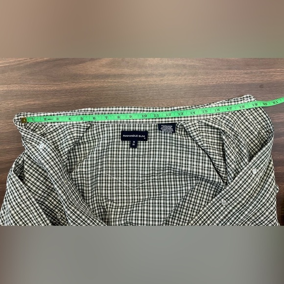 PANHANDLE SLIM Men's Green Western Pearl Snap Rodeo Plaid Shirt, sz 18 x 35 - Picture 8 of 8
